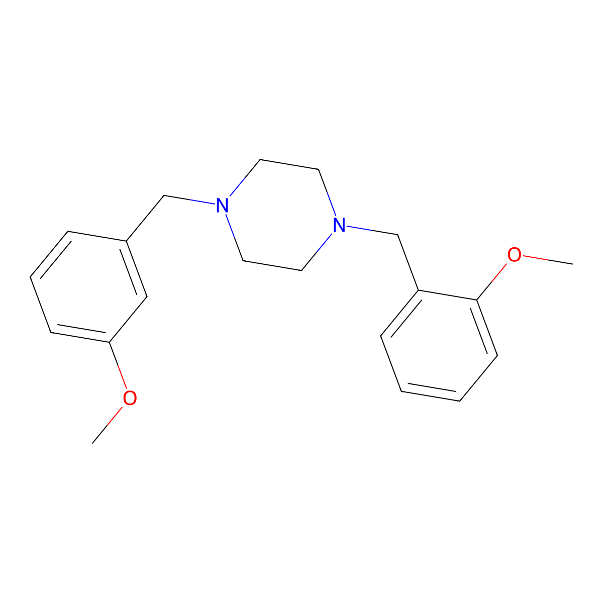 1-(3-Methoxy-benzyl)-4-(2-methoxy-benzyl)-piperazine molecular structure, CAS 5863-52-5