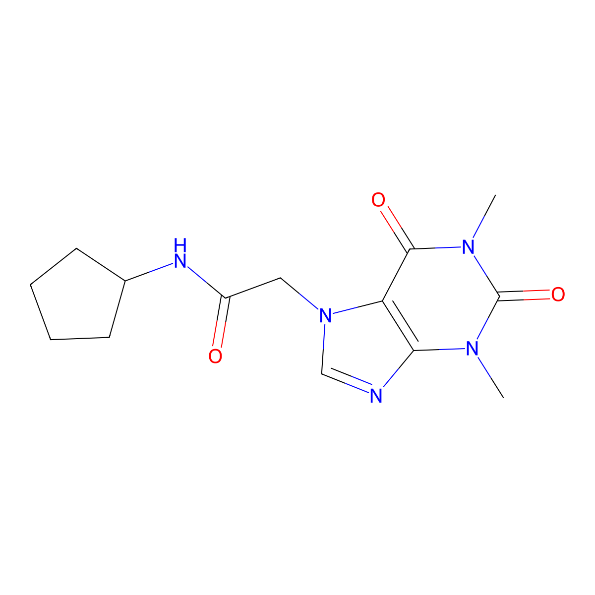 N-Cyclopentyl-2-(1,3-dimethyl-2,6-dioxo-purin-7-YL)acetamide molecular structure, CAS 5863-93-4