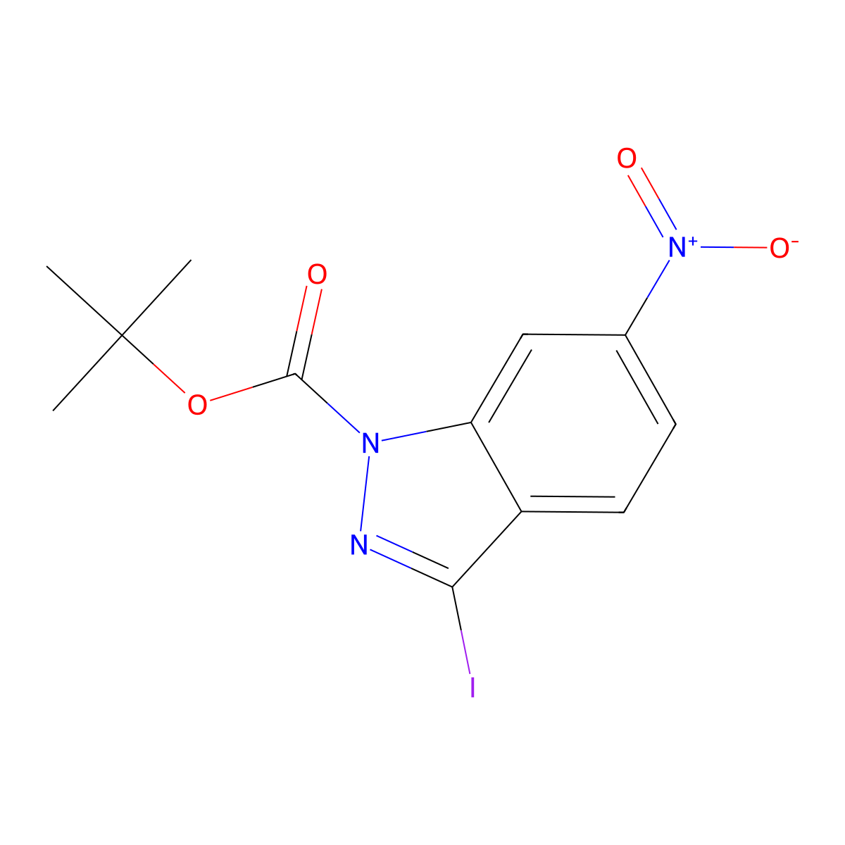 tert-Butyl 3-iodo-6-nitro-1H-indazole-1-carboxylate molecular structure, CAS 586330-18-9