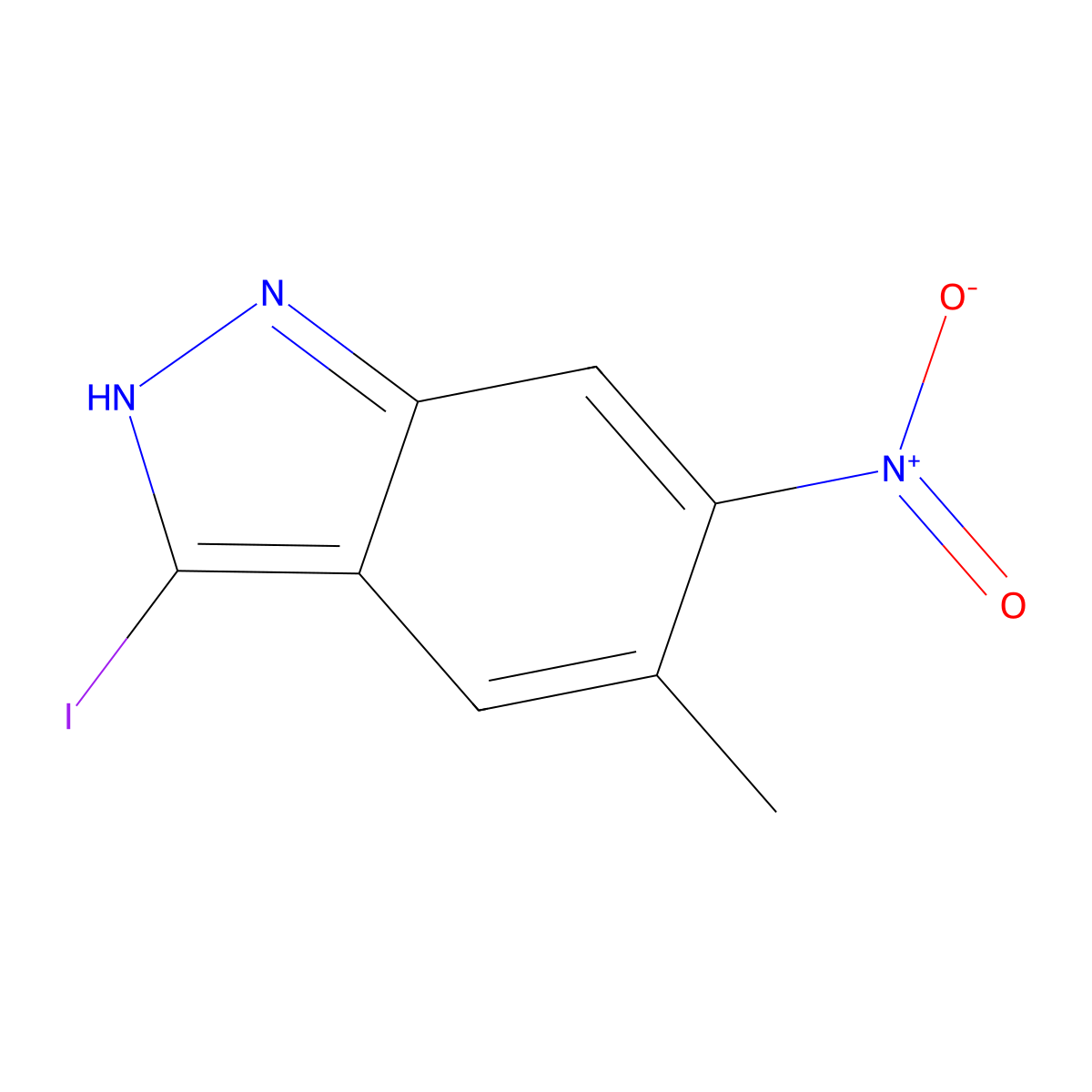 3-iodo-5-methyl-6-nitro-1H-indazole molecular structure, CAS 586330-45-2
