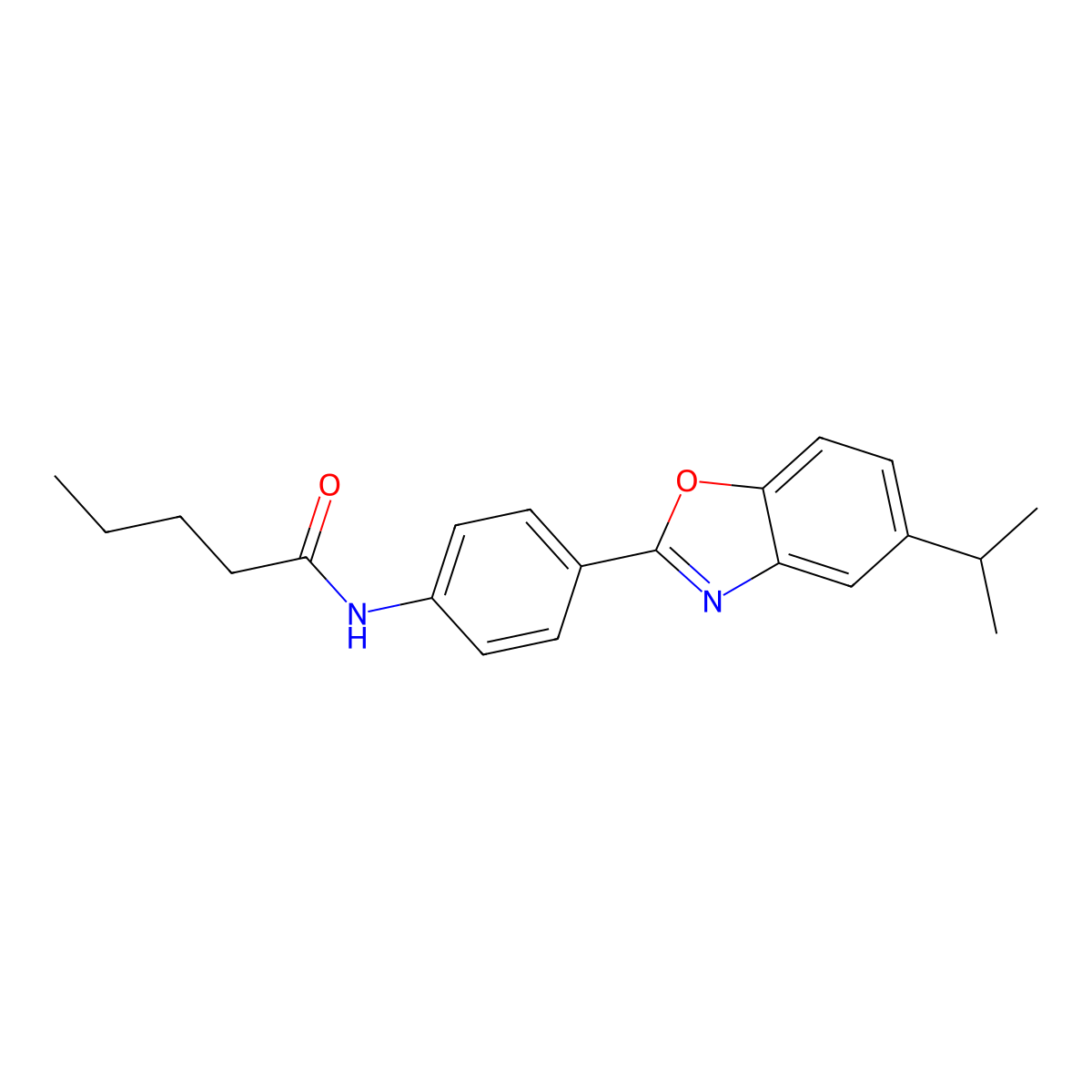 N-[4-(5-propan-2-yl-1,3-benzoxazol-2-yl)phenyl]pentanamide molecular structure, CAS 586334-36-3