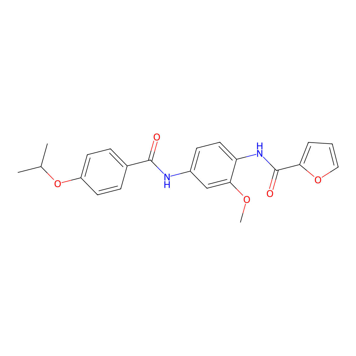 N-[2-methoxy-4-[(4-propan-2-yloxybenzoyl)amino]phenyl]furan-2-carboxamide molecular structure, CAS 586335-12-8