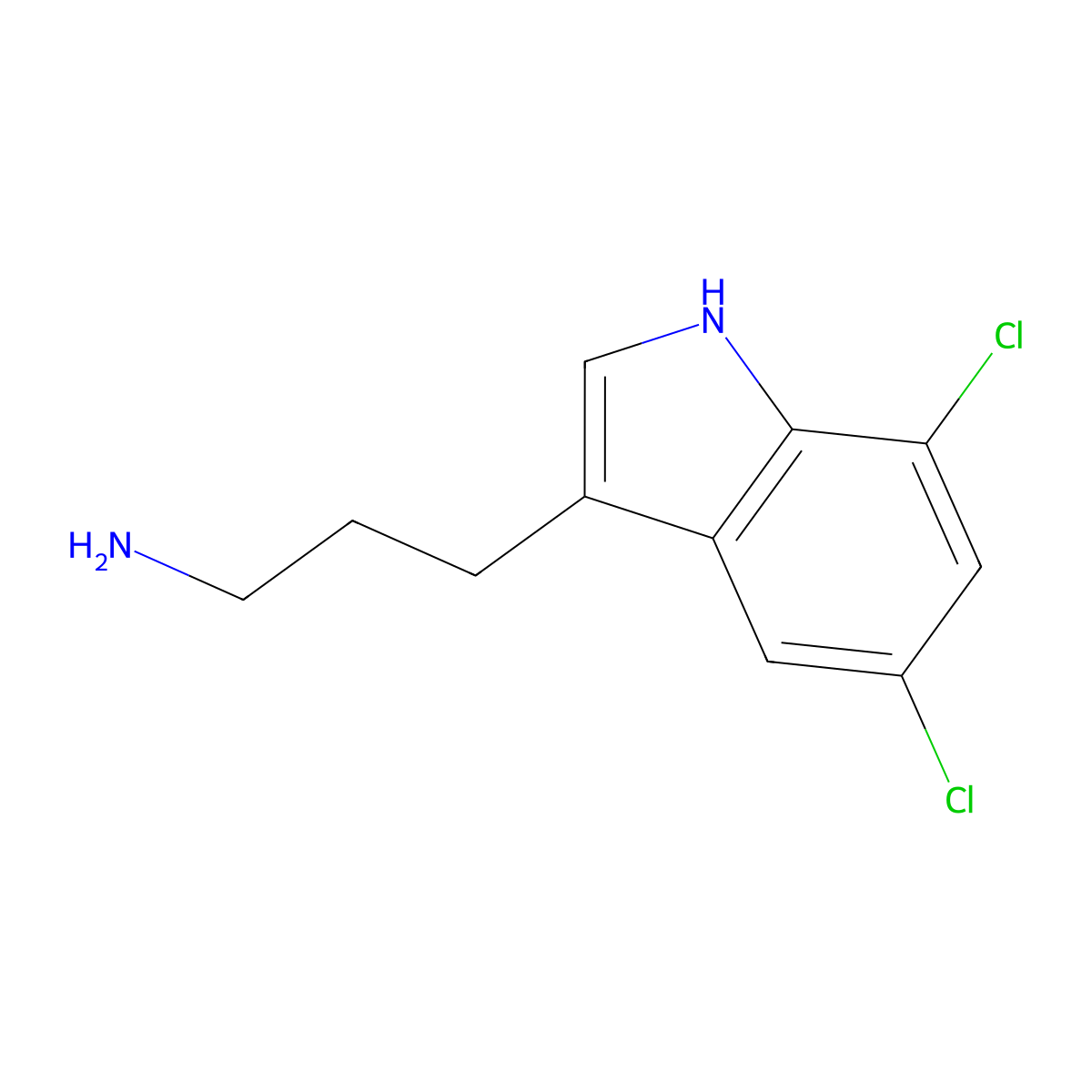 3-(5,7-Dichloro-3-indolyl)-1-propanamine molecular structure, CAS 586335-92-4