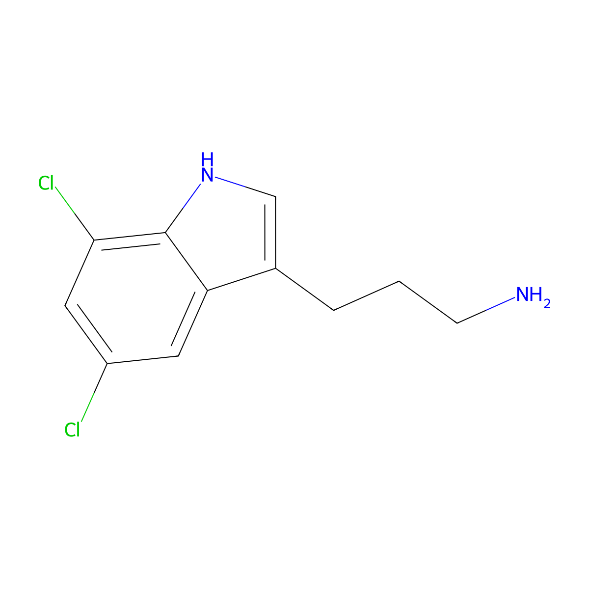 3-(5,7-Dichloro-3-indolyl)-1-propanamine molecular structure, CAS 586335-92-4