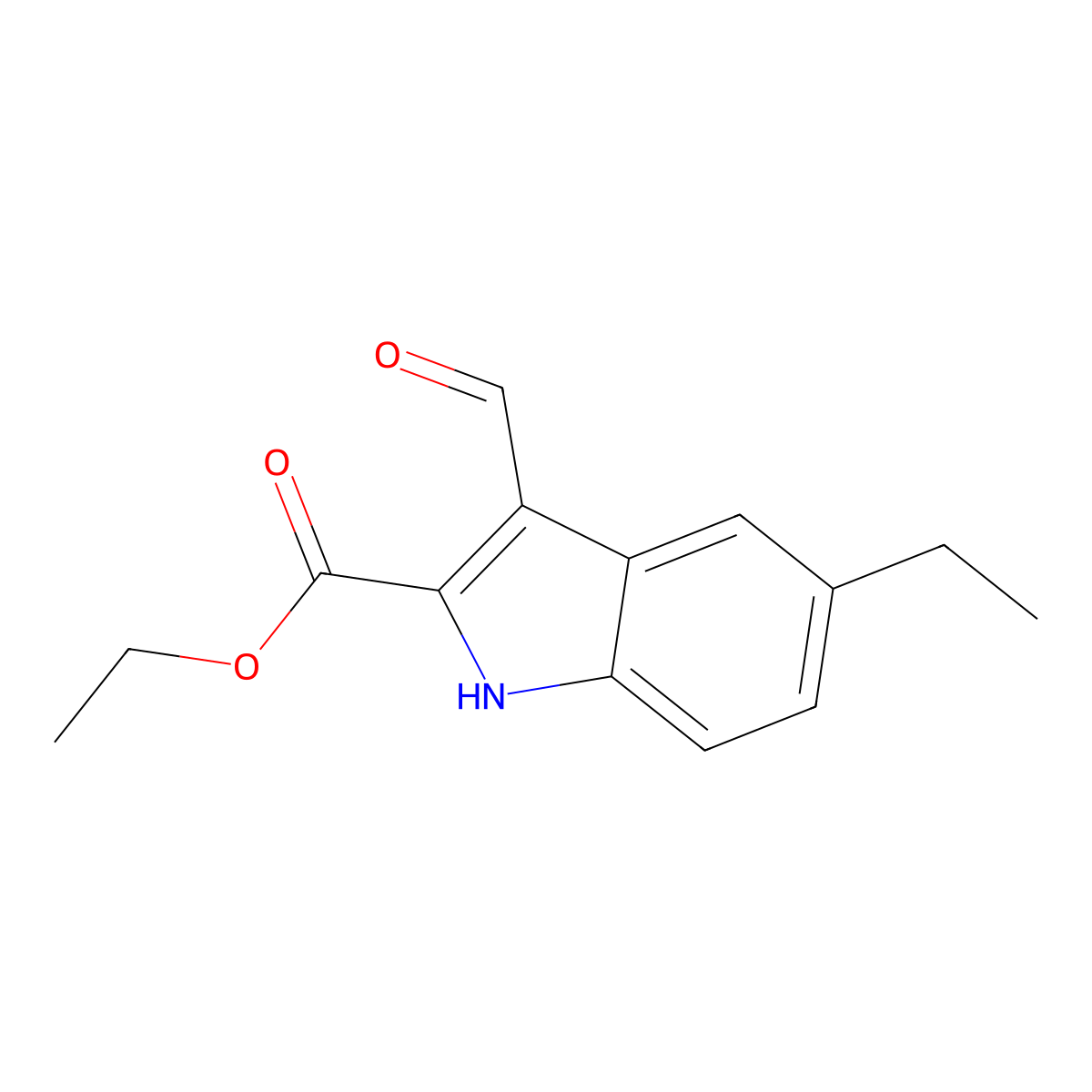 ethyl 5-ethyl-3-formyl-1H-indole-2-carboxylate molecular structure, CAS 586336-68-7