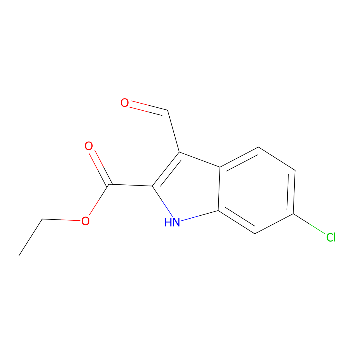 Ethyl 6-chloro-3-formyl-1H-indole-2-carboxylate molecular structure, CAS 586336-88-1