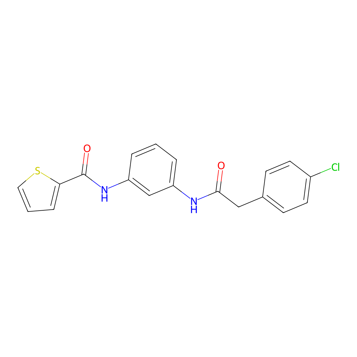 N-(3-{[(4-chlorophenyl)acetyl]amino}phenyl)thiophene-2-carboxamide molecular structure, CAS 586337-91-9