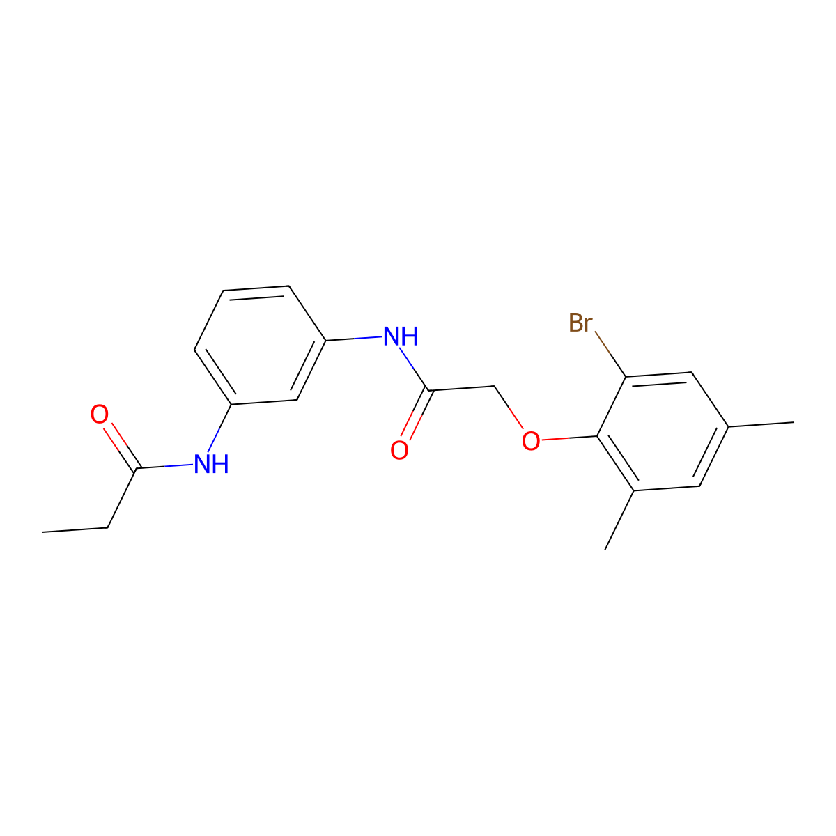 N-[3-[[2-(2-bromo-4,6-dimethylphenoxy)acetyl]amino]phenyl]propanamide molecular structure, CAS 586338-70-7