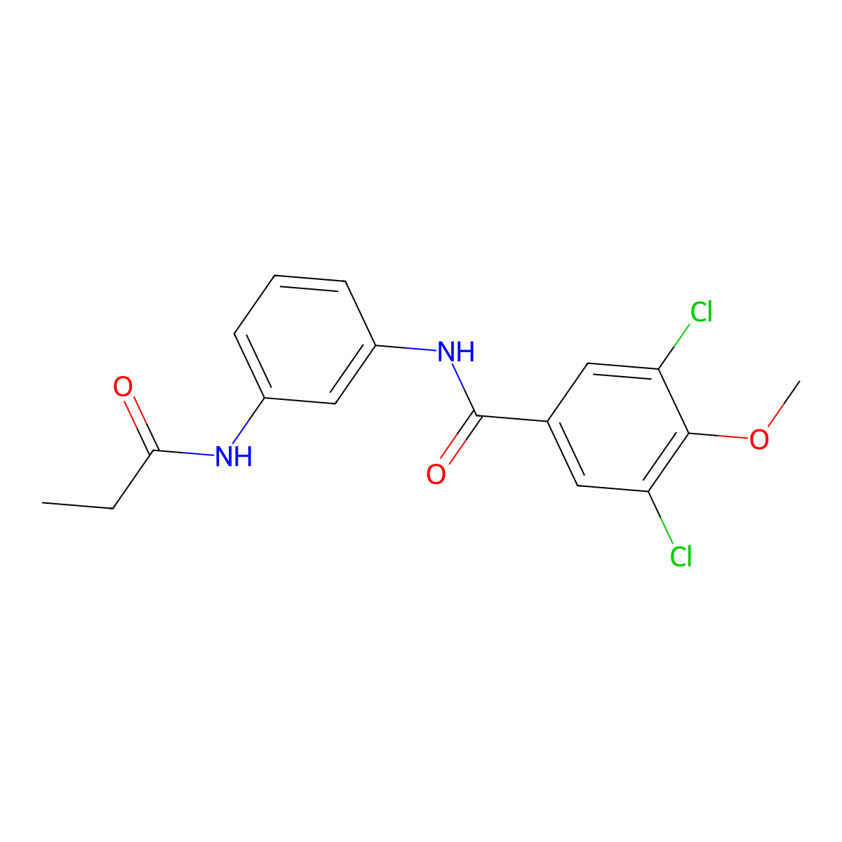 3,5-dichloro-4-methoxy-N-[3-(propanoylamino)phenyl]benzamide molecular structure, CAS 586339-04-0