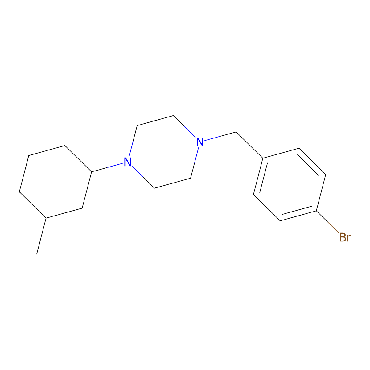 1-[(4-Bromophenyl)methyl]-4-(3-methylcyclohexyl)piperazine molecular structure, CAS 586339-69-7