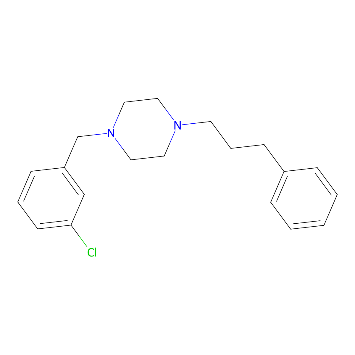 1-[(3-Chlorophenyl)methyl]-4-(3-phenylpropyl)piperazine molecular structure, CAS 586341-05-1