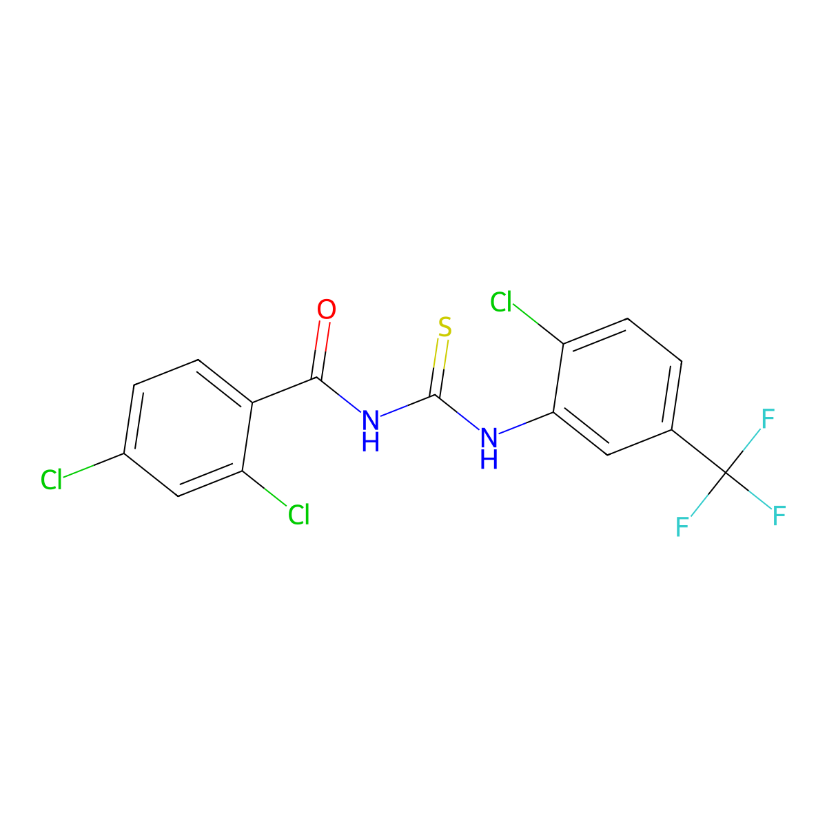 2,4-dichloro-N-[[2-chloro-5-(trifluoromethyl)phenyl]carbamothioyl]benzamide molecular structure, CAS 586368-36-7