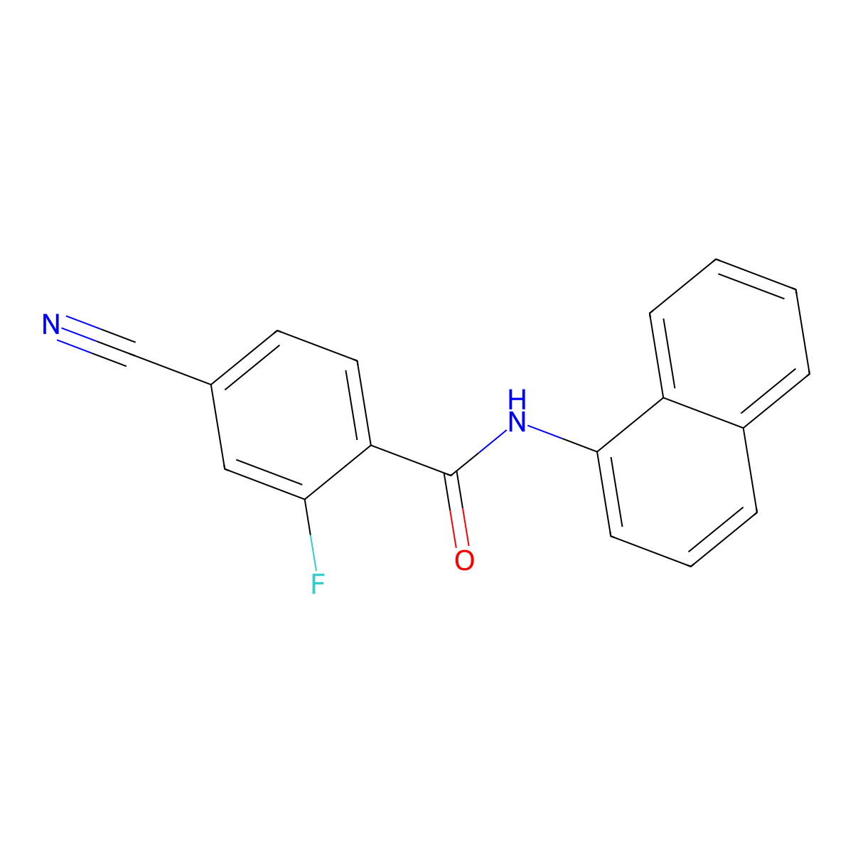 4-cyano-2-fluoro-N-(naphthalen-1-yl)benzamide molecular structure, CAS 586369-07-5