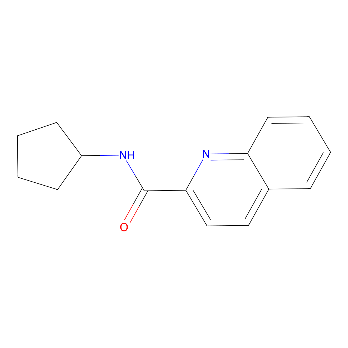 N-cyclopentylquinoline-2-carboxamide molecular structure, CAS 586370-71-0