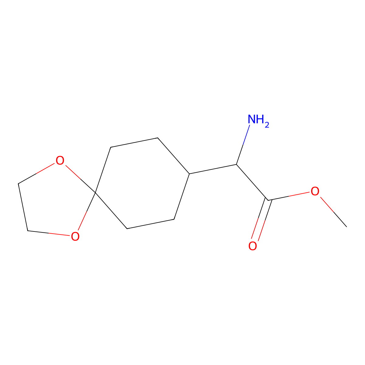 Methyl 2-amino-2-{1,4-dioxaspiro[4.5]decan-8-yl}acetate molecular structure, CAS 586377-16-4