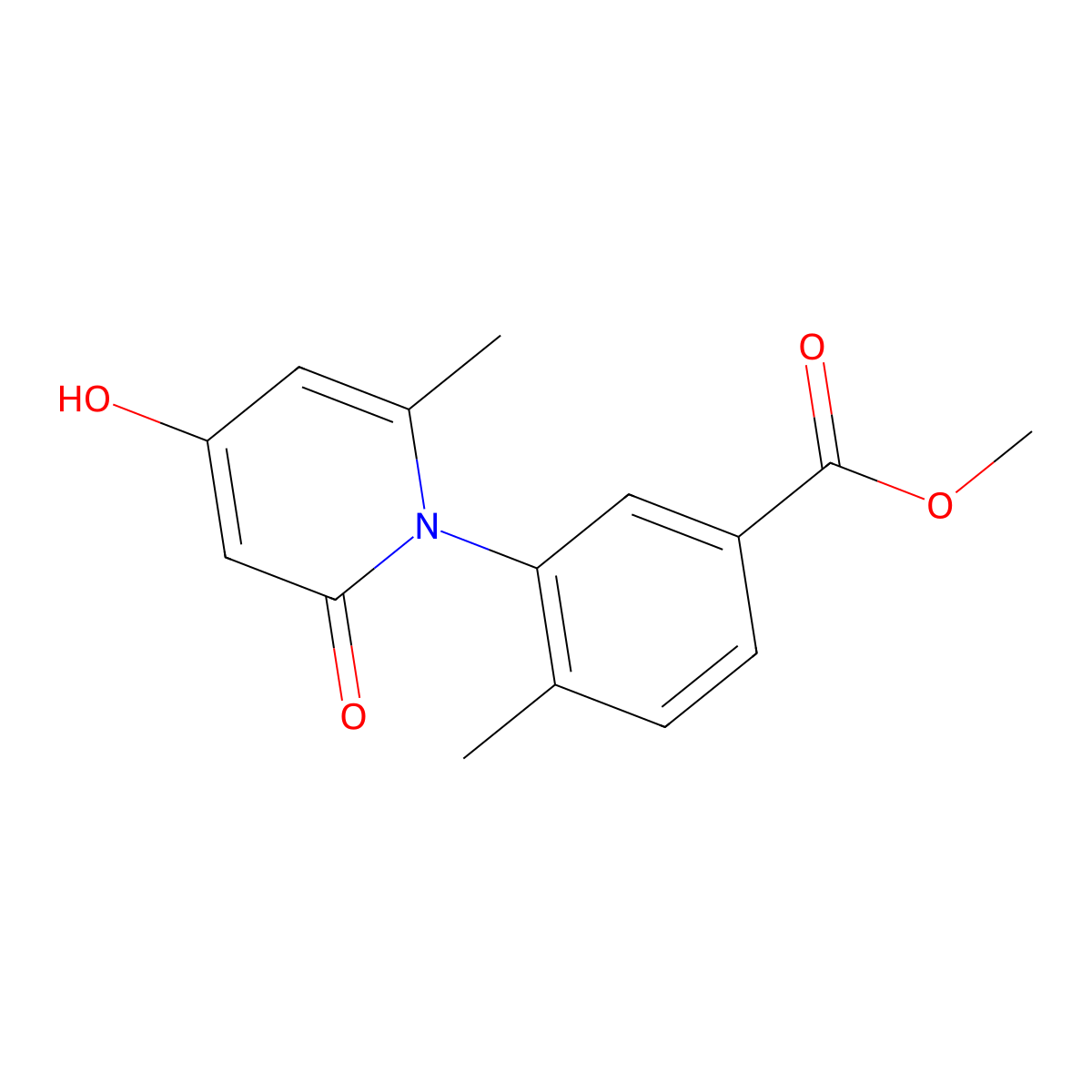 methyl 3-(4-hydroxy-6-methyl-2-oxopyridin-1(2H)-yl)-4-methylbenzoate molecular structure, CAS 586379-61-5