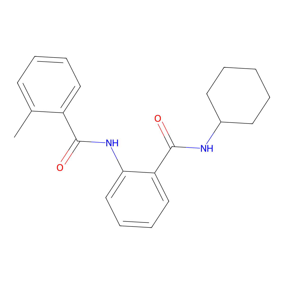 N-[2-(cyclohexylcarbamoyl)phenyl]-2-methylbenzamide molecular structure, CAS 586391-41-5