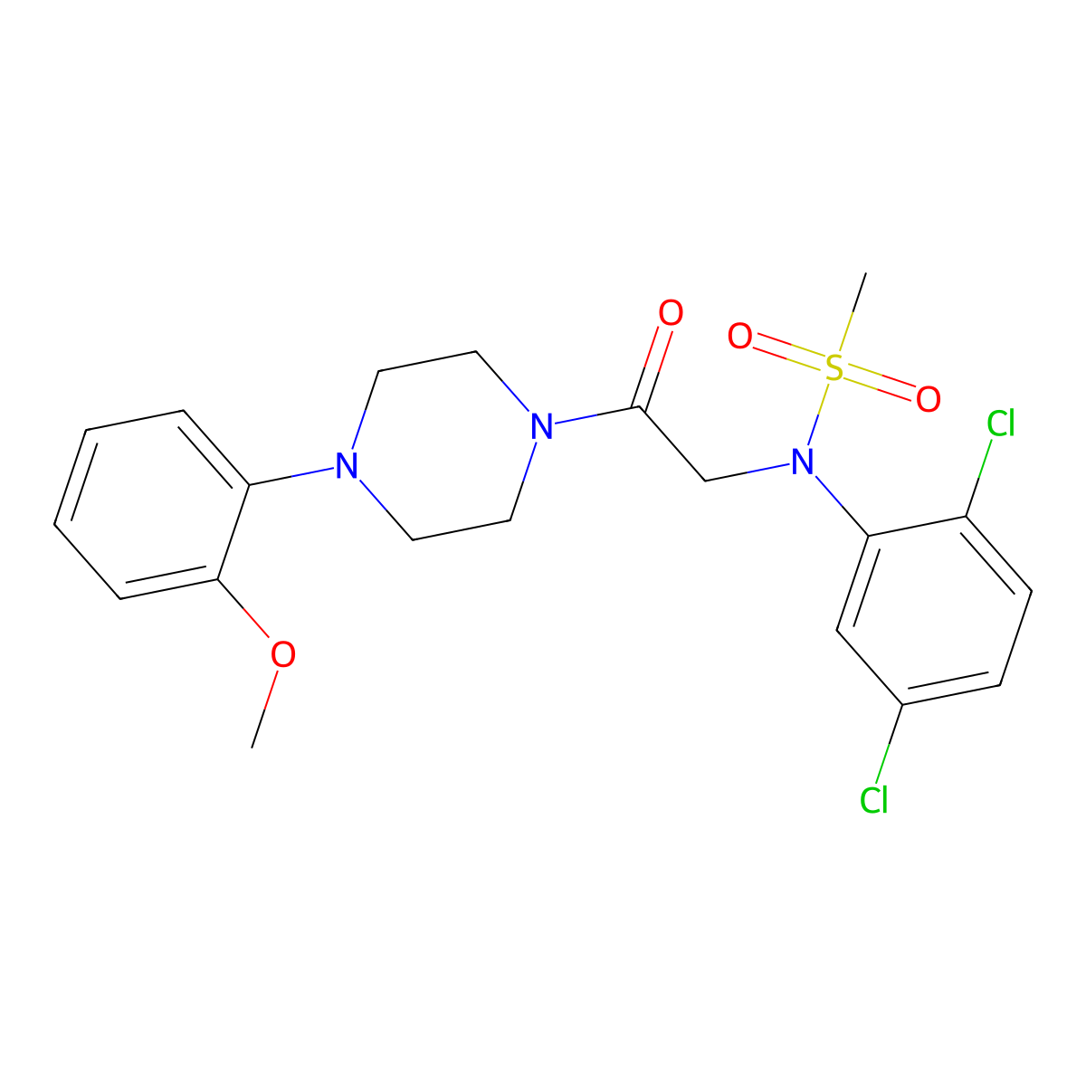 N-(2,5-dichlorophenyl)-N-[2-[4-(2-methoxyphenyl)piperazin-1-yl]-2-oxoethyl]methanesulfonamide molecular structure, CAS 586391-80-2