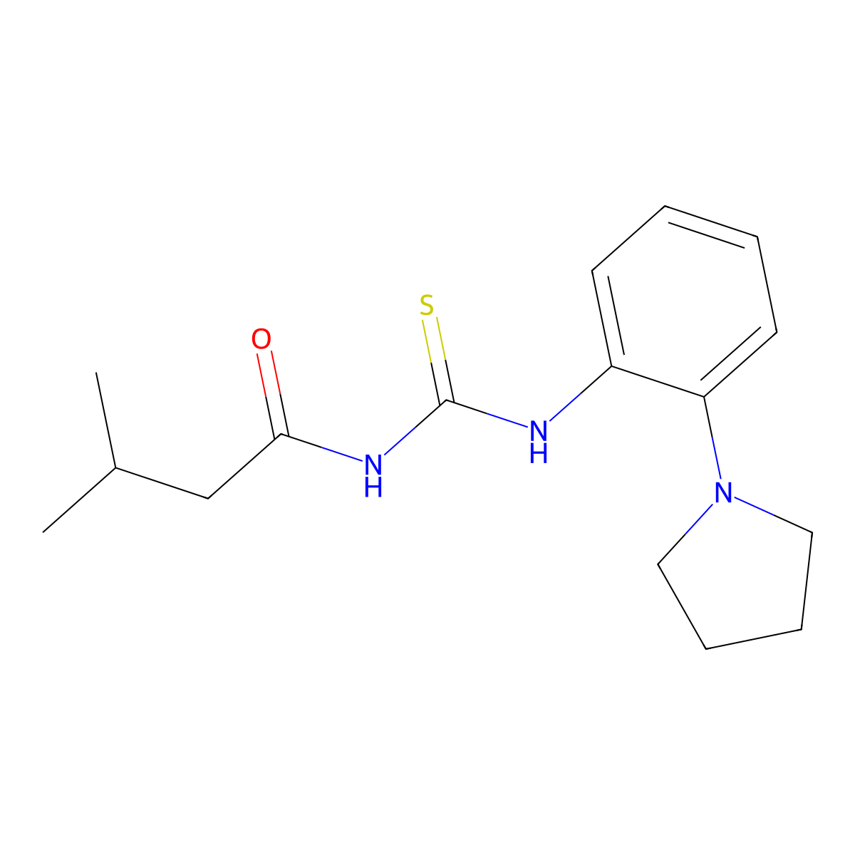 3-methyl-N-[(2-pyrrolidin-1-ylphenyl)carbamothioyl]butanamide molecular structure, CAS 586392-26-9