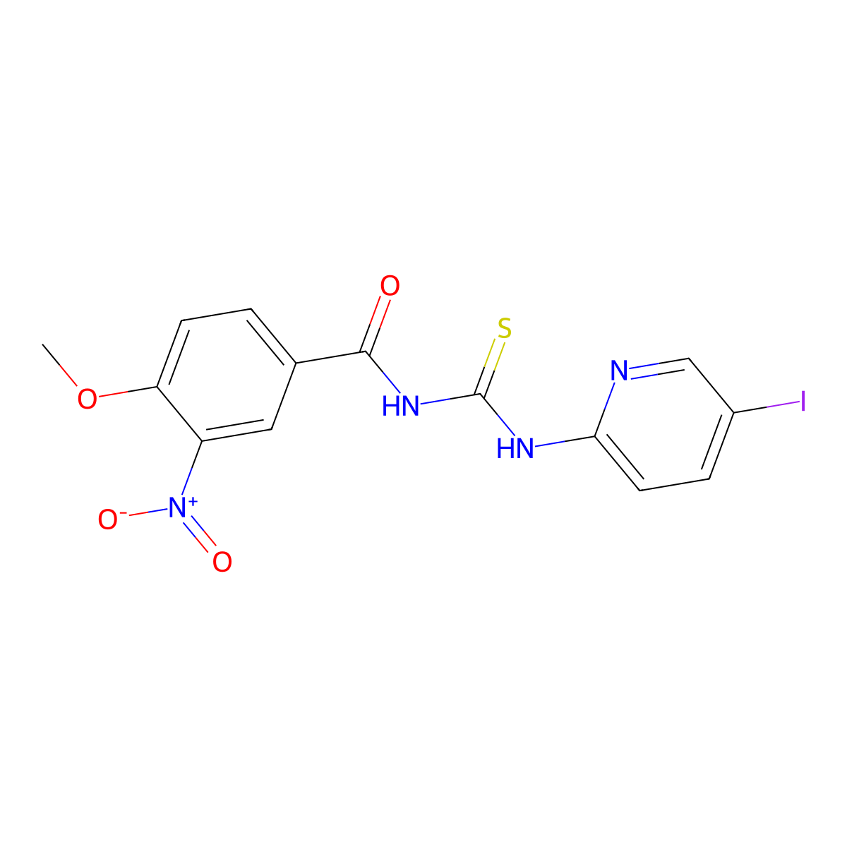 N-[(5-iodopyridin-2-yl)carbamothioyl]-4-methoxy-3-nitrobenzamide molecular structure, CAS 586392-35-0