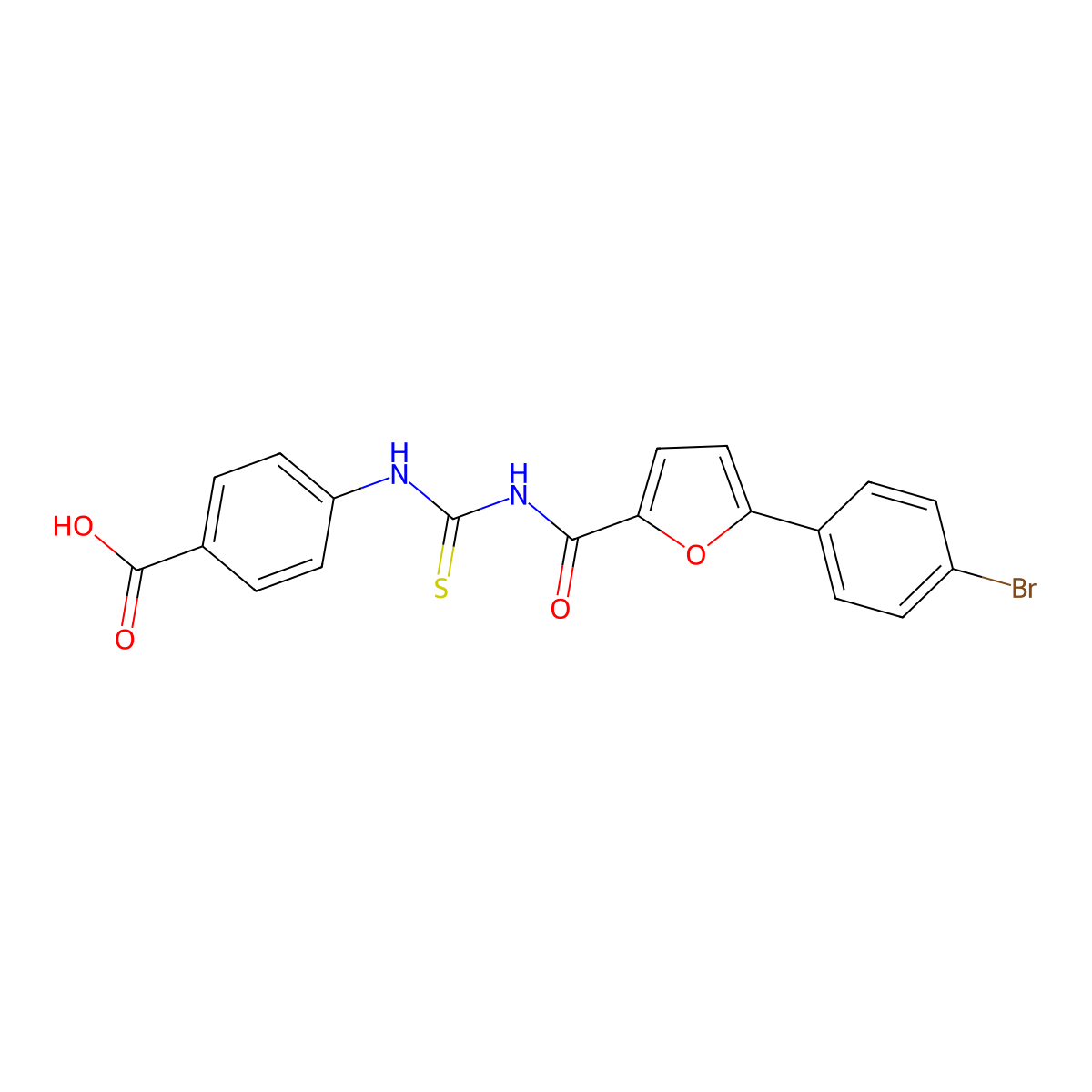 4-[[5-(4-Bromophenyl)furan-2-carbonyl]carbamothioylamino]benzoic acid molecular structure, CAS 586393-25-1