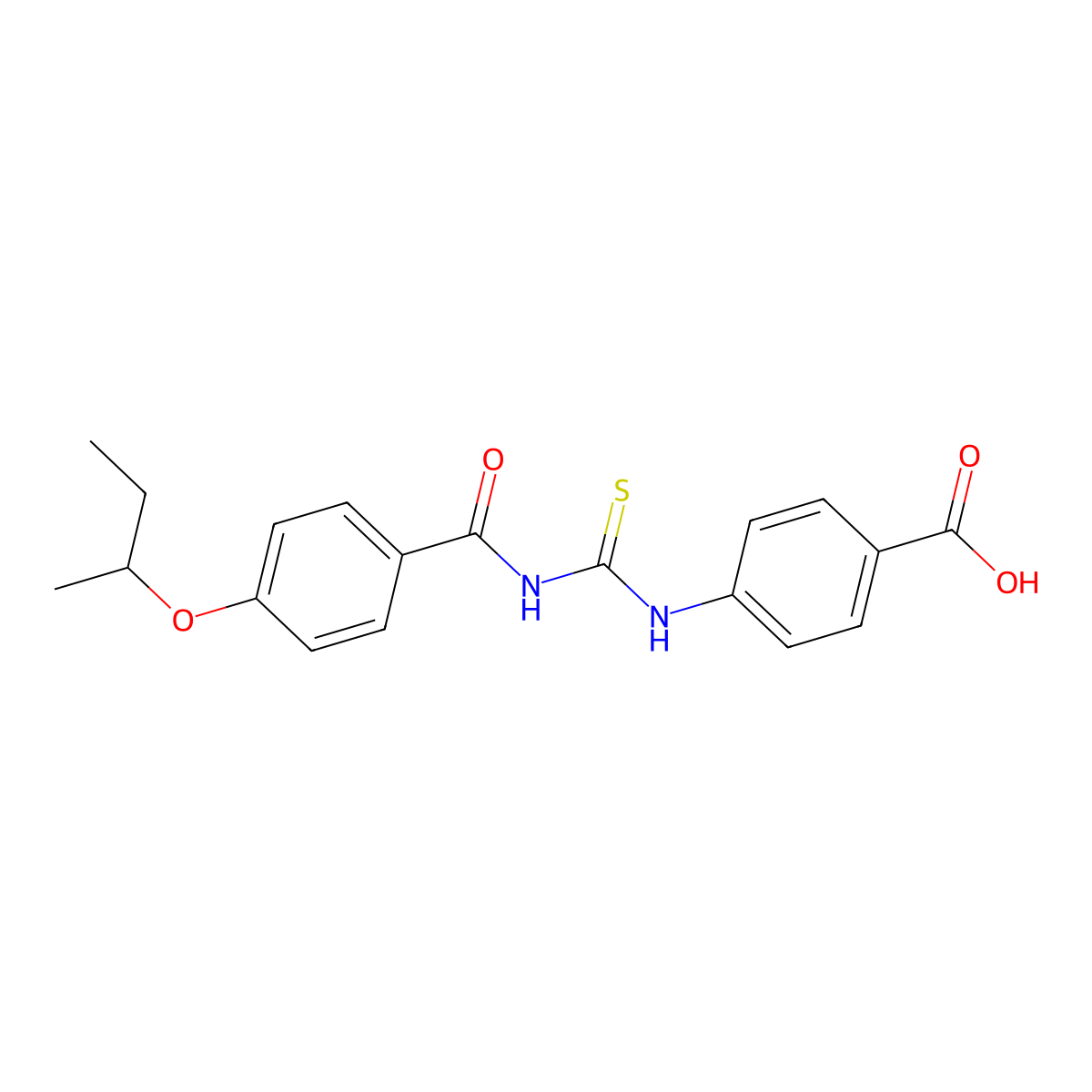 4-[(4-Butan-2-yloxybenzoyl)carbamothioylamino]benzoic acid molecular structure, CAS 586393-71-7