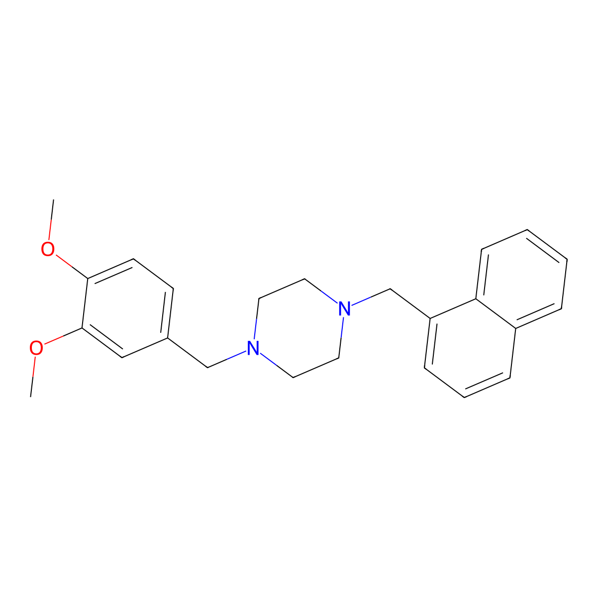 1-[(3,4-Dimethoxyphenyl)methyl]-4-(naphthalen-1-ylmethyl)piperazine molecular structure, CAS 5864-96-0