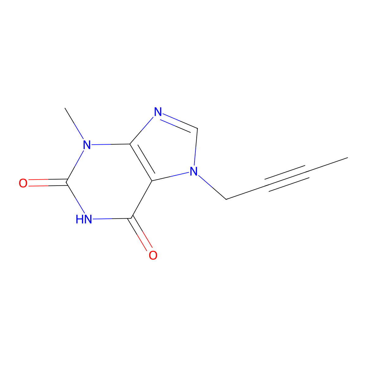 7-(2-butyn-1-yl)-3,7-dihydro-3-methyl-1H-Purine-2,6-dione molecular structure, CAS 586408-08-4