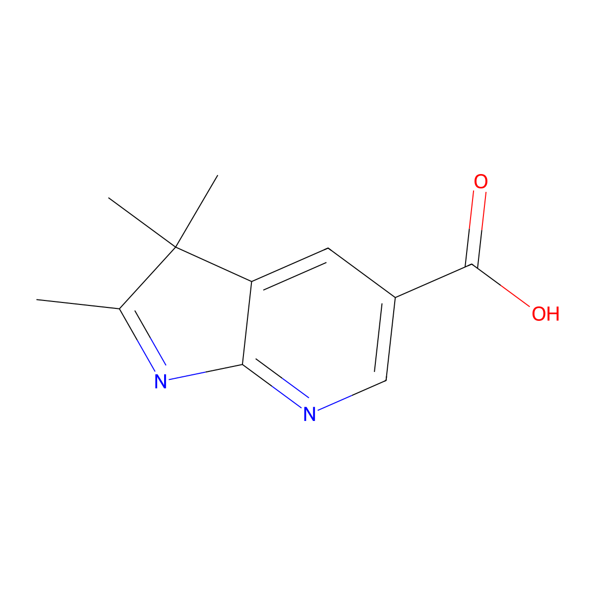 2,3,3-trimethyl-3H-pyrrolo[2,3-b]pyridine-5-carboxylic acid molecular structure, CAS 586409-15-6