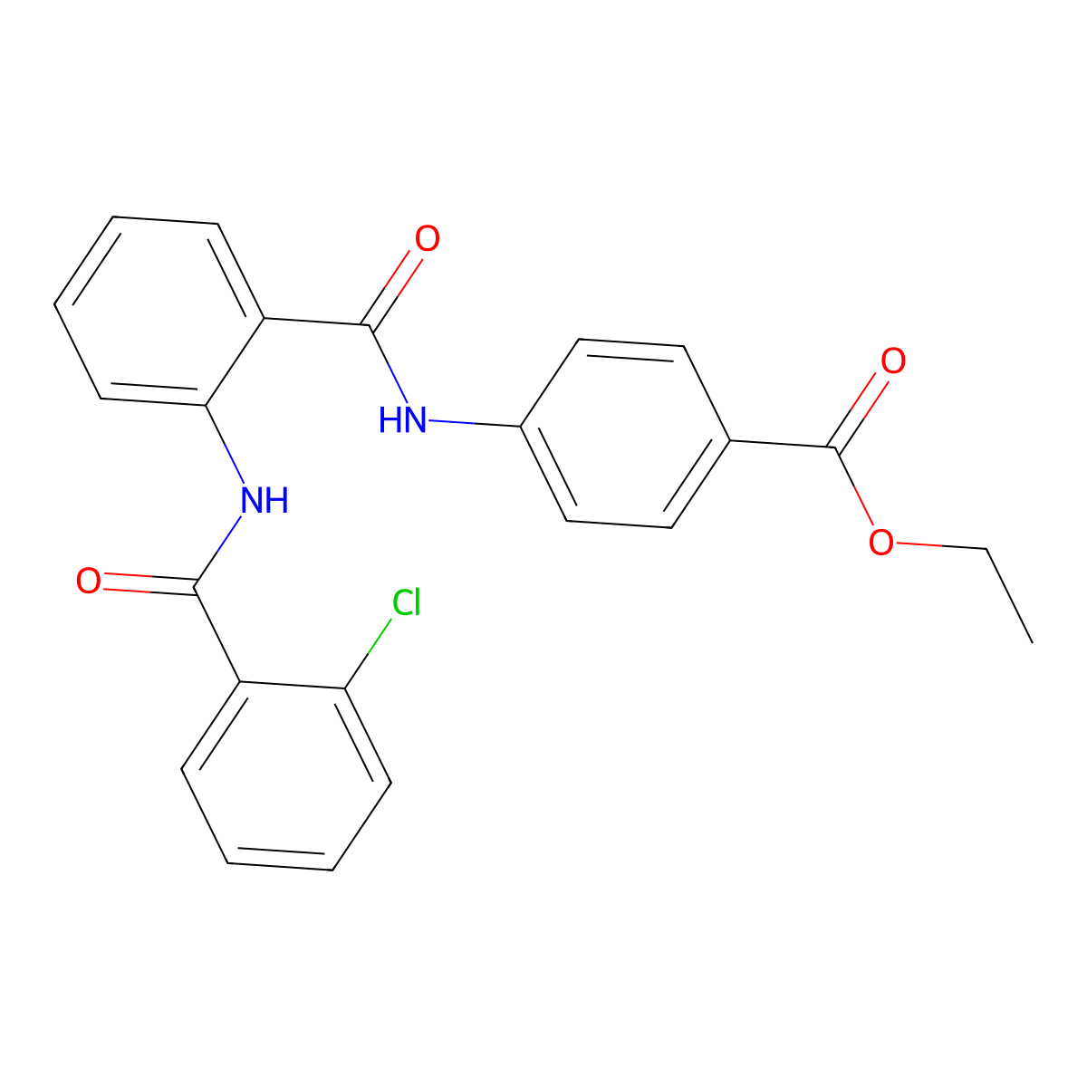 Ethyl 4-[[2-[(2-chlorobenzoyl)amino]benzoyl]amino]benzoate molecular structure, CAS 586414-27-9