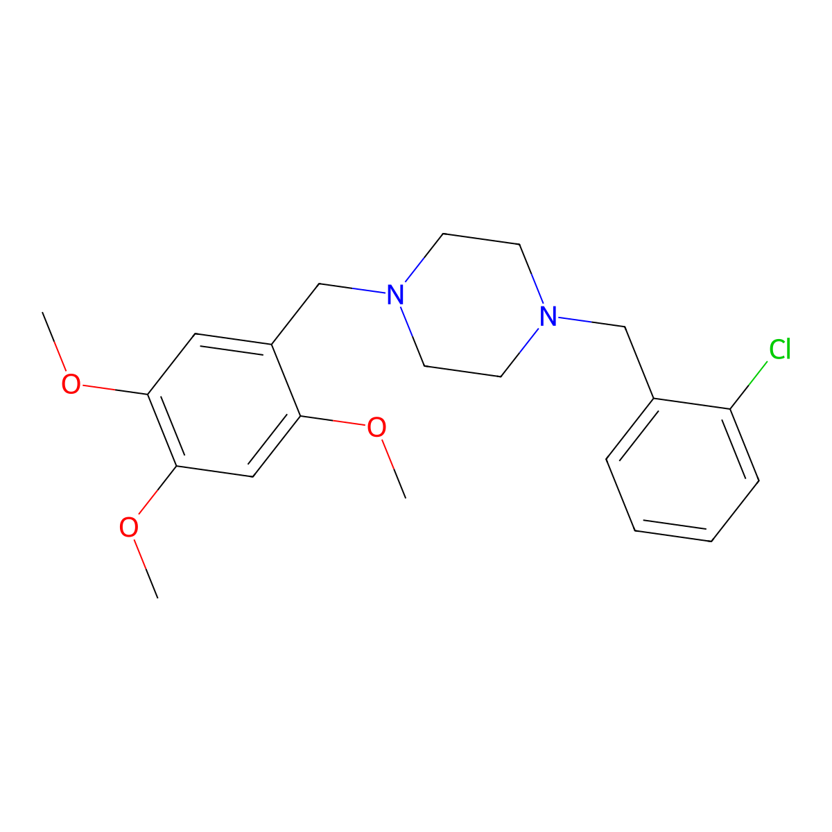 1-[(2-Chlorophenyl)methyl]-4-[(2,4,5-trimethoxyphenyl)methyl]piperazine molecular structure, CAS 5865-83-8