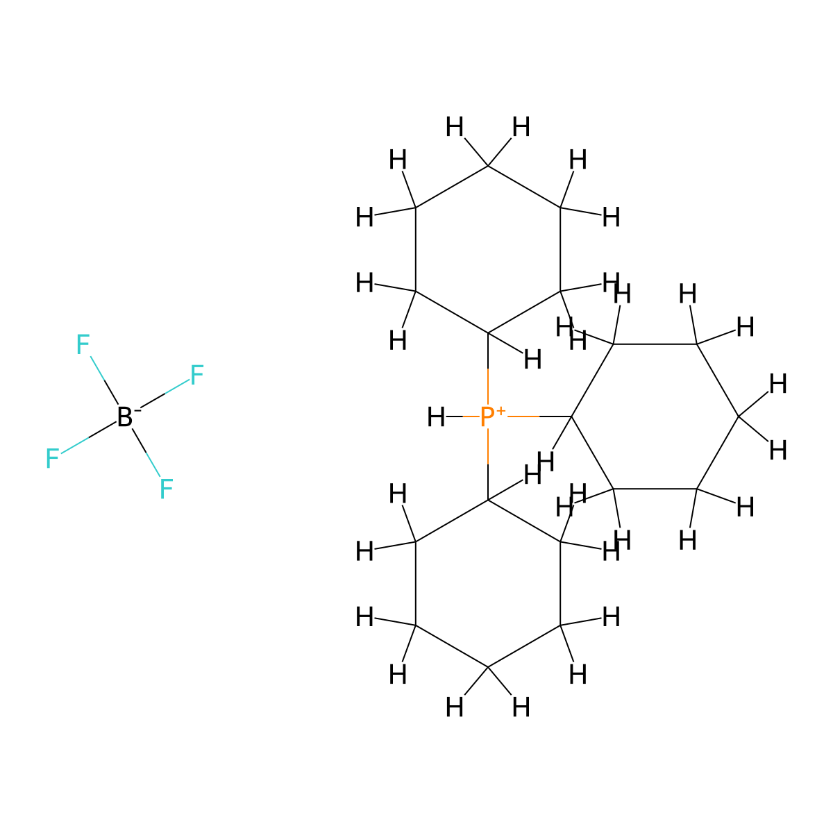 Tricyclohexylphosphonium Tetrafluoroborate molecular structure, CAS 58656-04-5