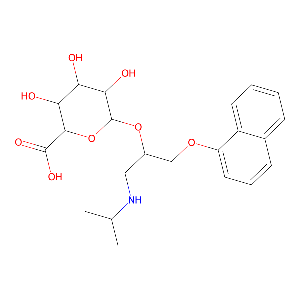 Propranolol glucuronide sodium salt molecular structure, CAS 58657-78-6
