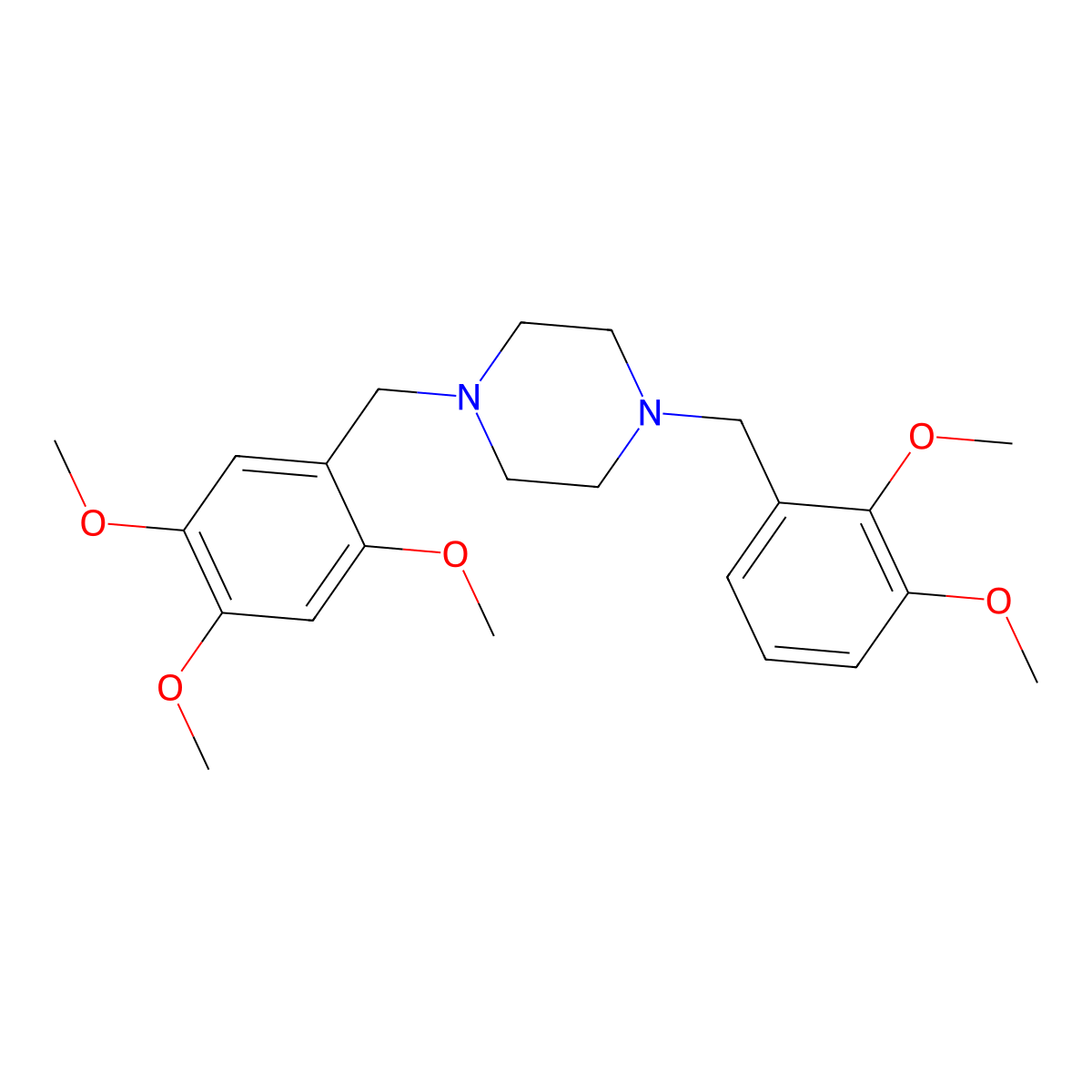 1-[(2,3-Dimethoxyphenyl)methyl]-4-[(2,4,5-trimethoxyphenyl)methyl]piperazine molecular structure, CAS 5866-05-7