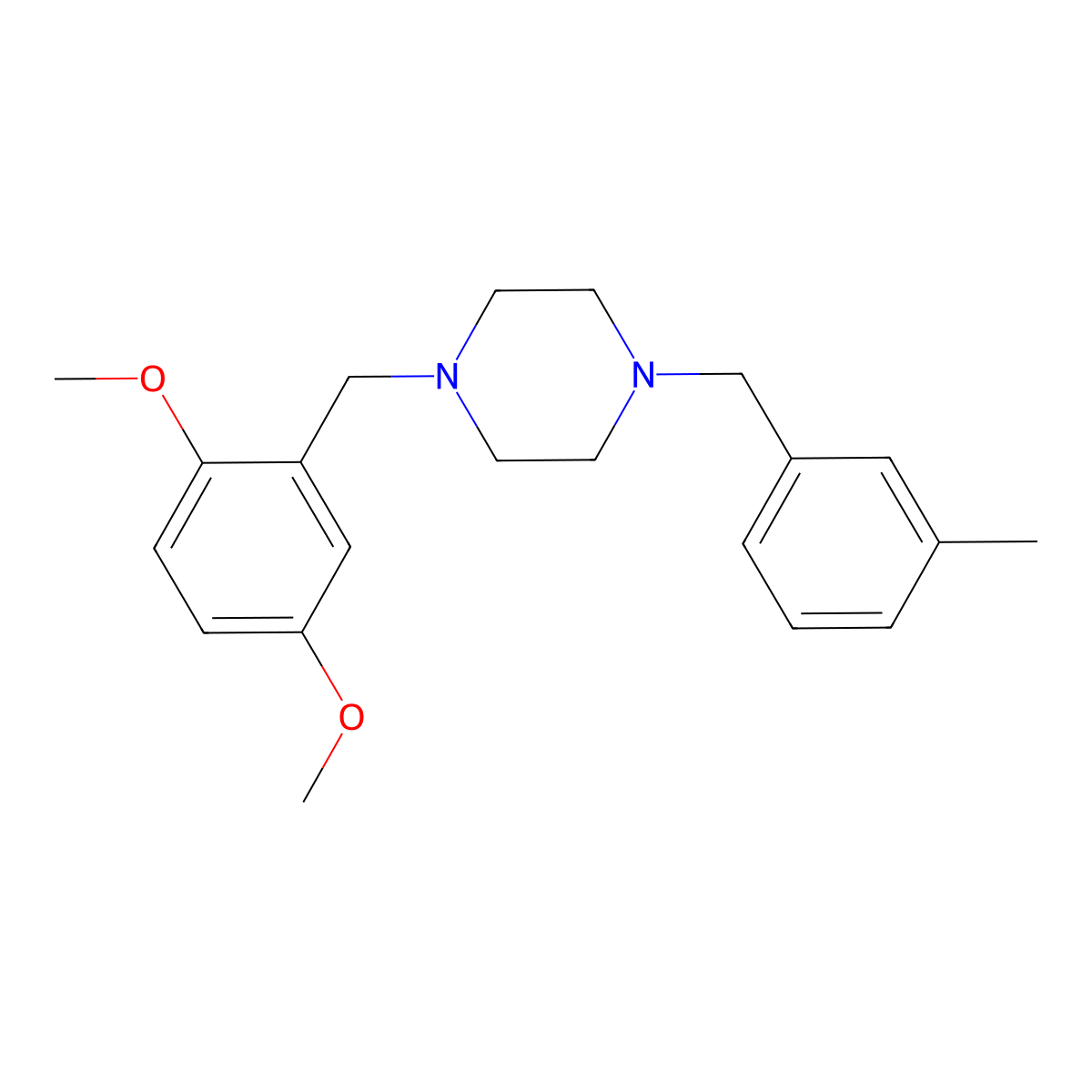1-(2,5-Dimethoxy-benzyl)-4-(3-methyl-benzyl)-piperazine molecular structure, CAS 5866-21-7