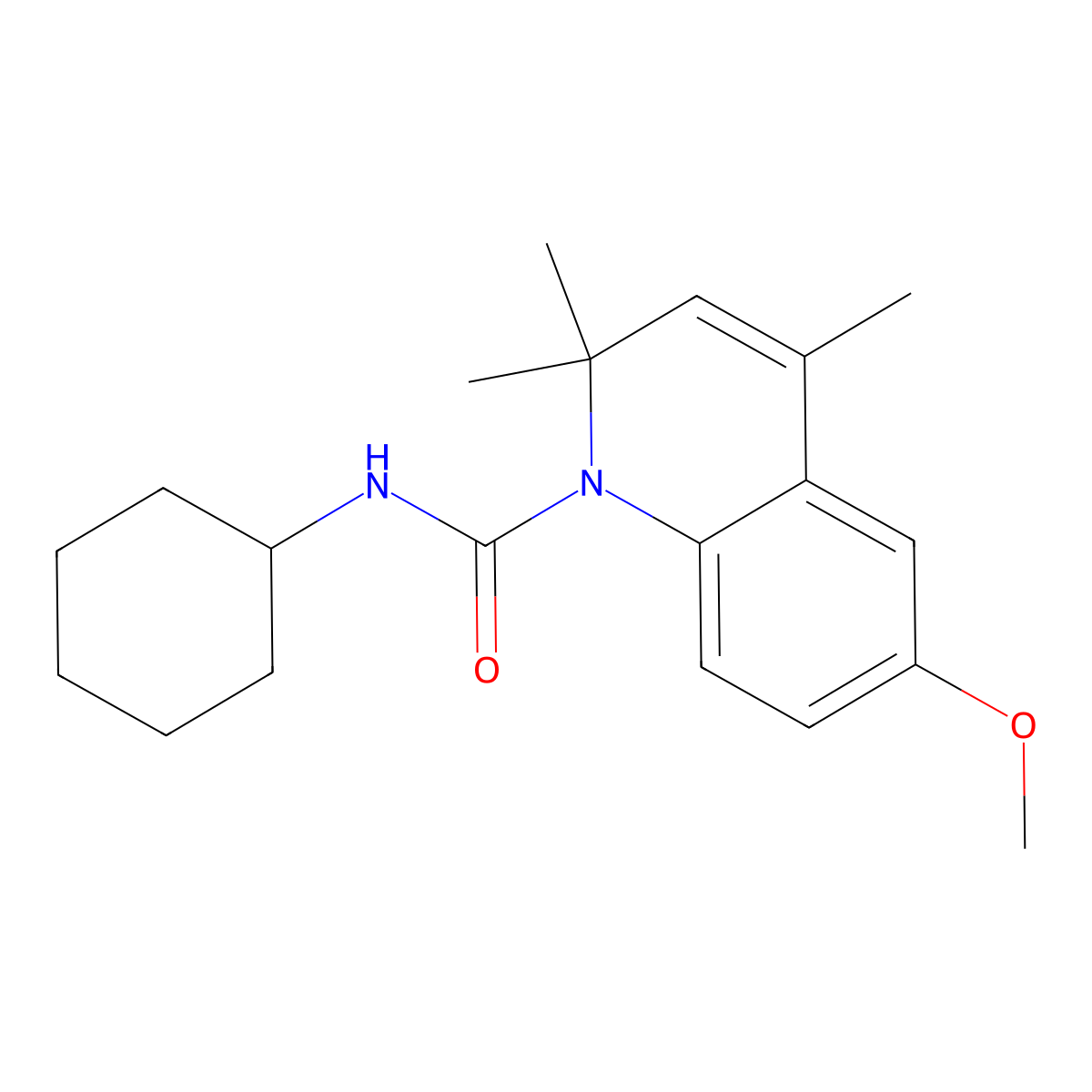 N-cyclohexyl-6-methoxy-2,2,4-trimethylquinoline-1(2H)-carboxamide molecular structure, CAS 5866-22-8