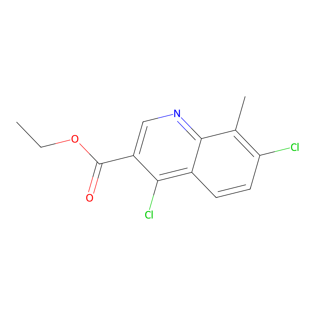 Ethyl 4,7-dichloro-8-methylquinoline-3-carboxylate molecular structure, CAS 58666-08-3