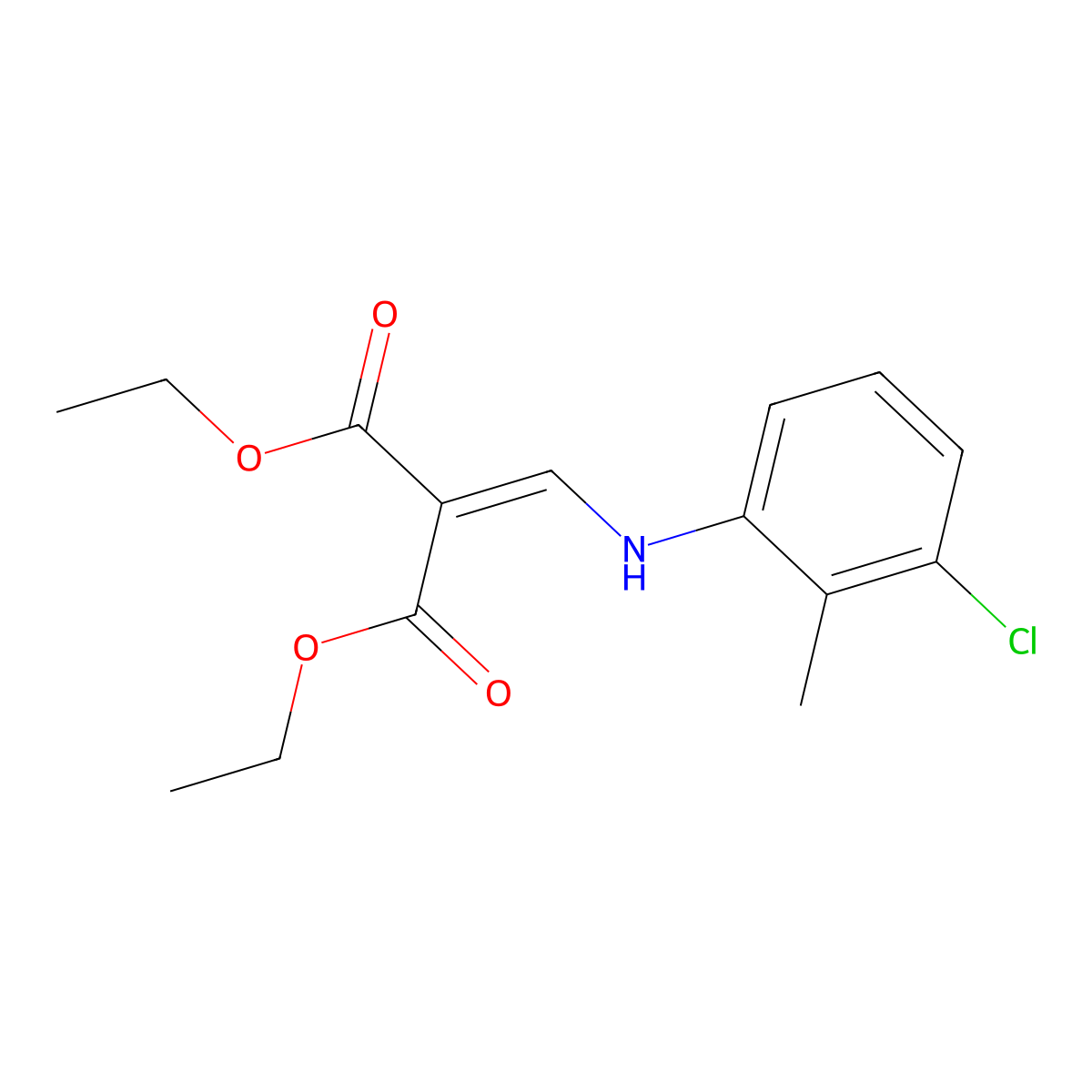 Diethyl 2-[(3-chloro-2-methylanilino)methylene]malonate molecular structure, CAS 58666-10-7