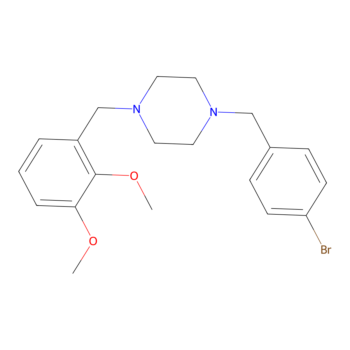 1-[(4-Bromophenyl)methyl]-4-[(2,3-dimethoxyphenyl)methyl]piperazine molecular structure, CAS 5868-52-0