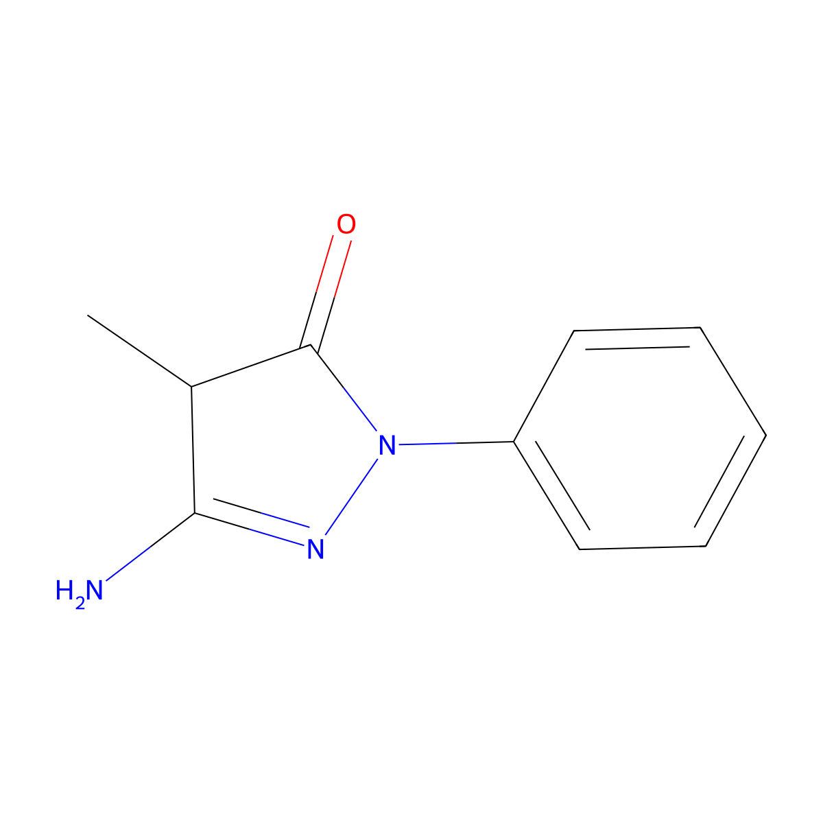 5-amino-2,4-dihydro-4-methyl-2-phenyl-3H-pyrazol-3-one molecular structure, CAS 58686-39-8
