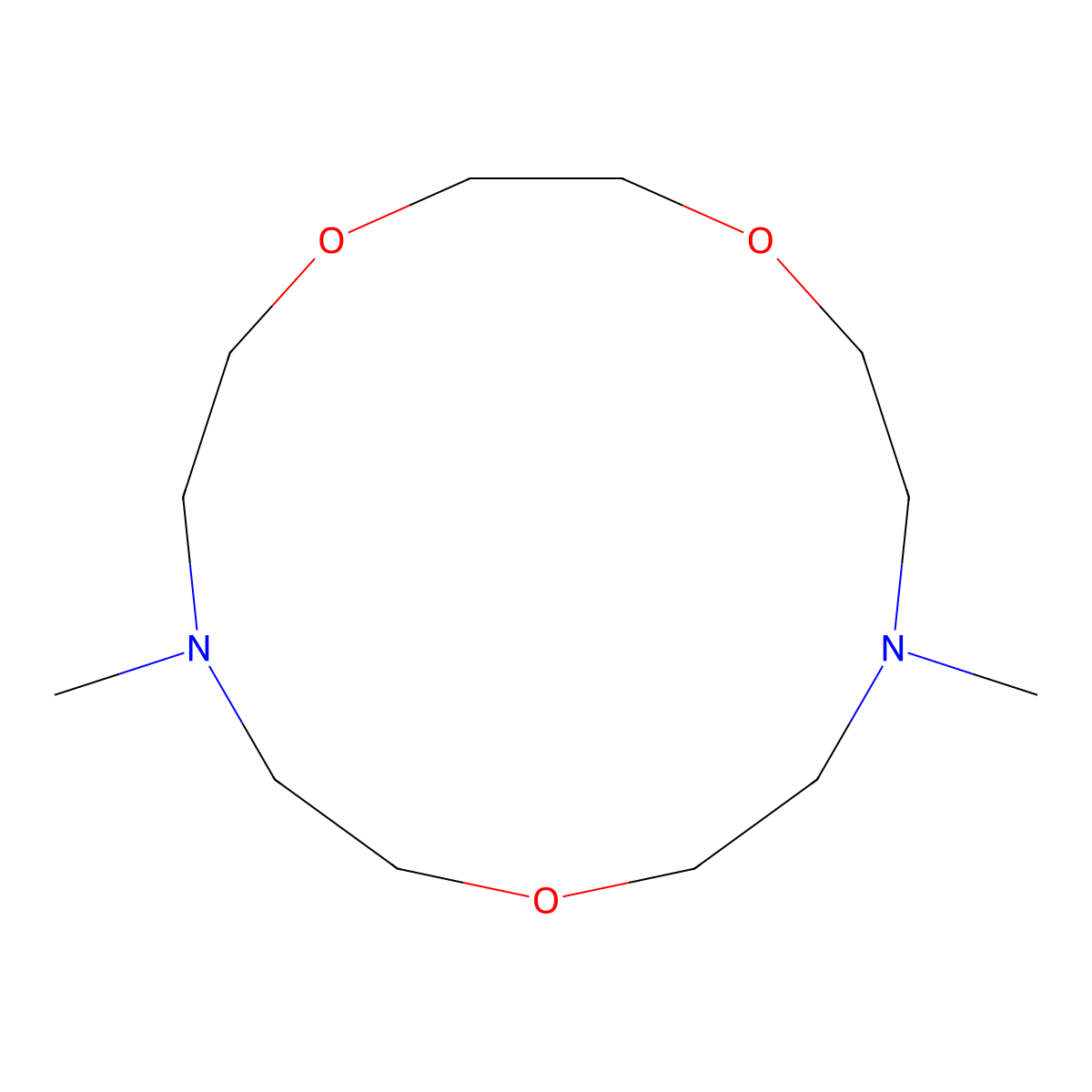 7,13-Dimethyl-1,4,10-trioxa-7,13-diazacyclopentadecane molecular structure, CAS 58688-38-3