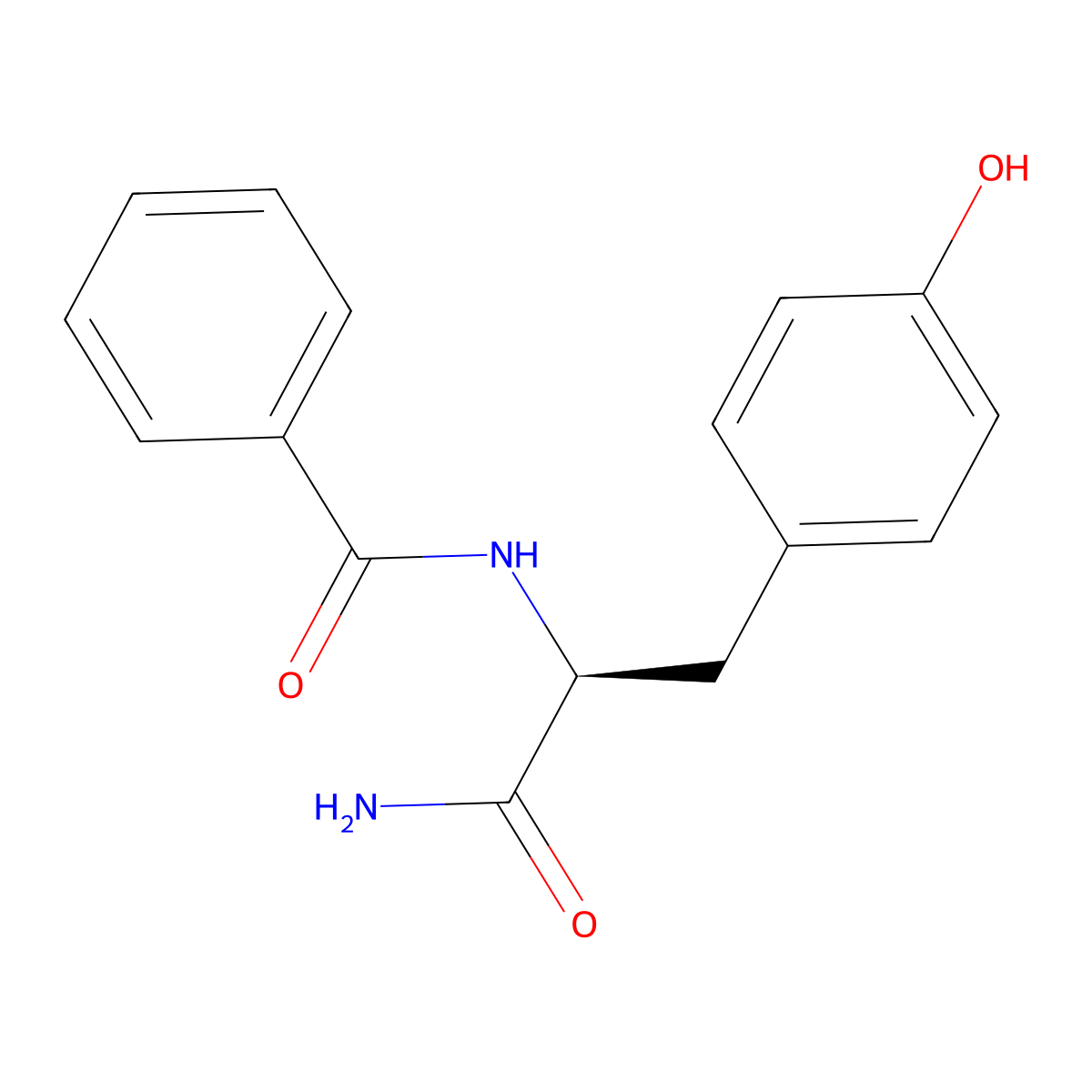 Benzenepropanamide, alpha-(benzoylamino)-4-hydroxy-, (S)- molecular structure, CAS 58690-81-6