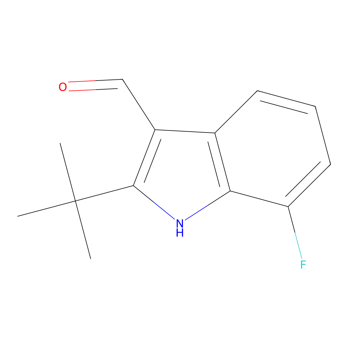 2-(tert-Butyl)-7-fluoro-1H-indole-3-carbaldehyde molecular structure, CAS 586949-71-5