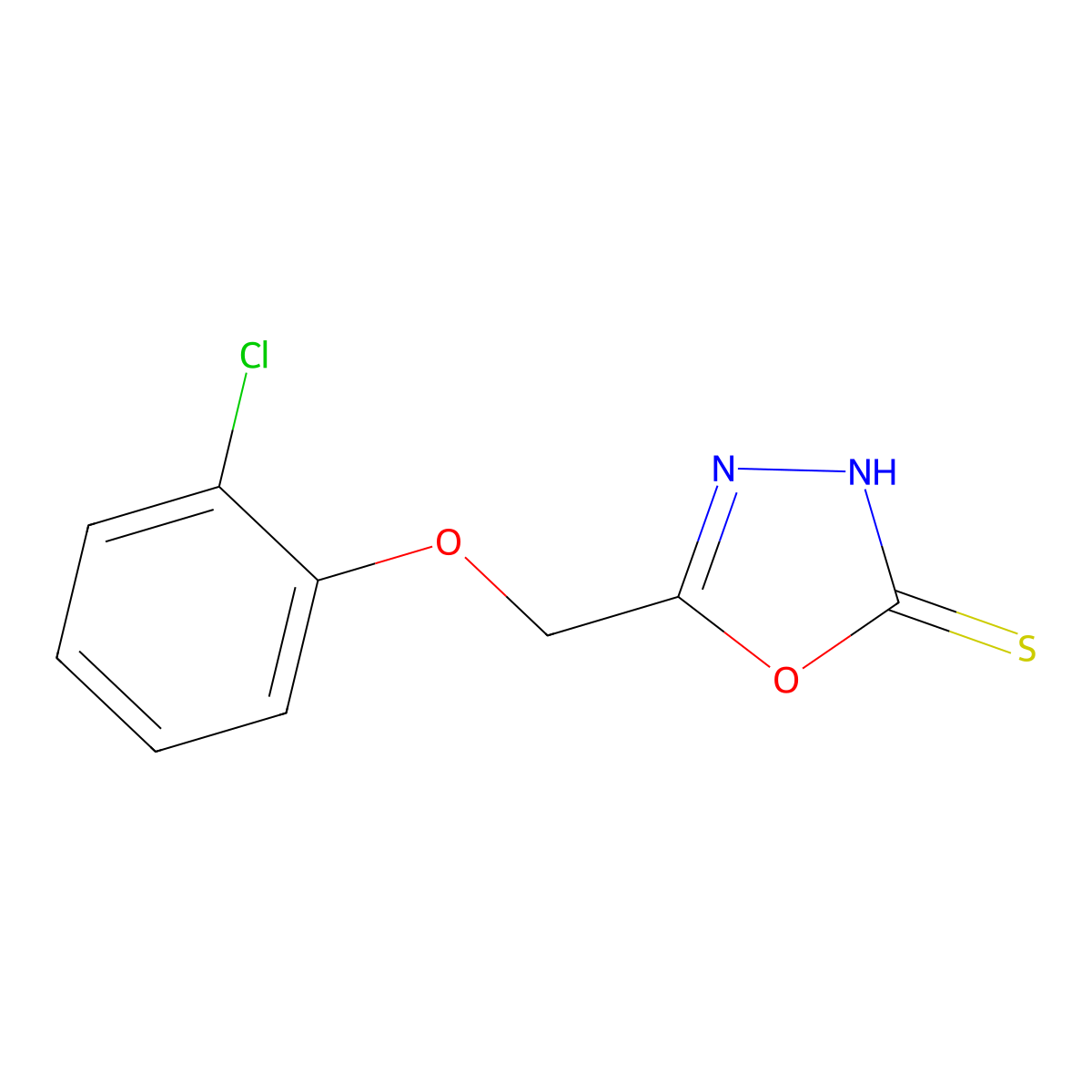 5-(2-Chloro-phenoxymethyl)-[1,3,4]oxadiazole-2-thiol molecular structure, CAS 58695-63-9
