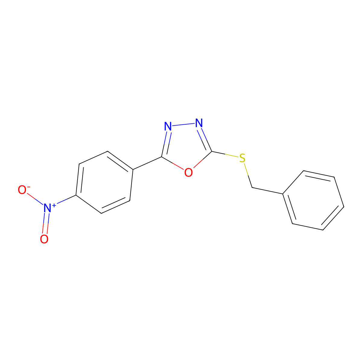 2-(Benzylsulfanyl)-5-(4-nitrophenyl)-1,3,4-oxadiazole molecular structure, CAS 58695-72-0