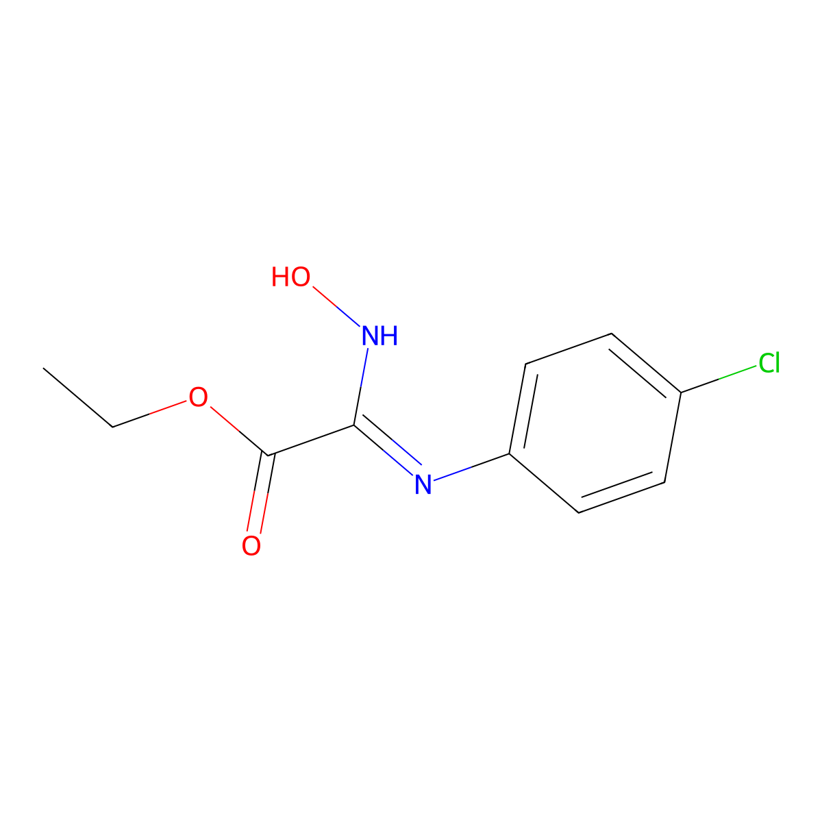 Ethyl 2-(4-chlorophenyl)imino-2-(hydroxyamino)acetate molecular structure, CAS 58696-63-2