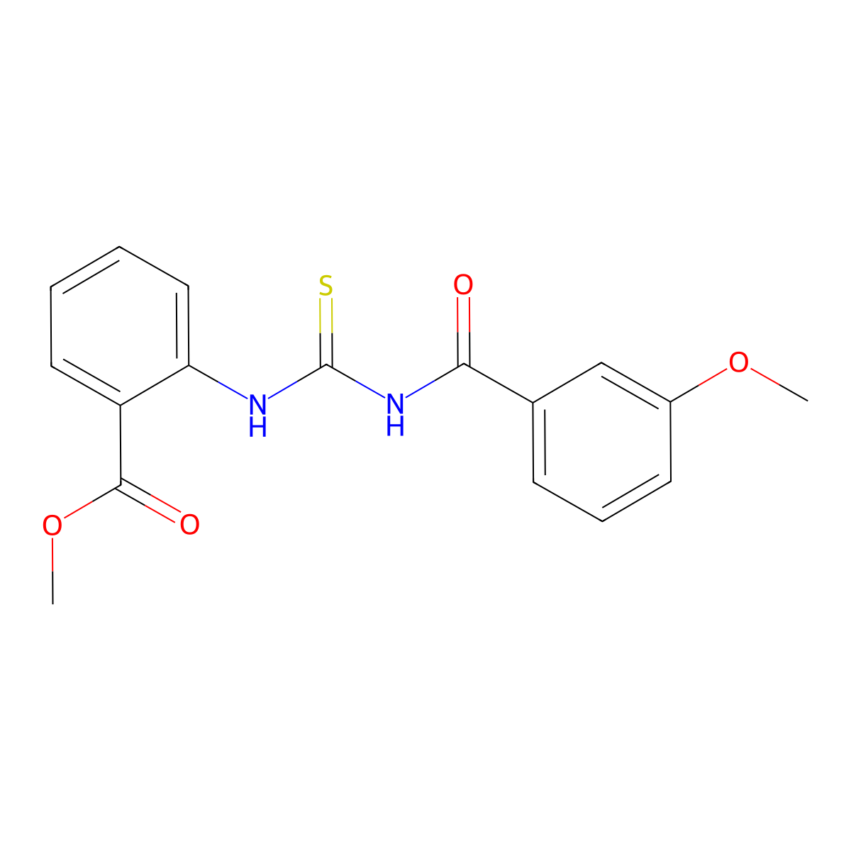Methyl 2-({[(3-methoxyphenyl)carbonyl]carbamothioyl}amino)benzoate molecular structure, CAS 586981-17-1
