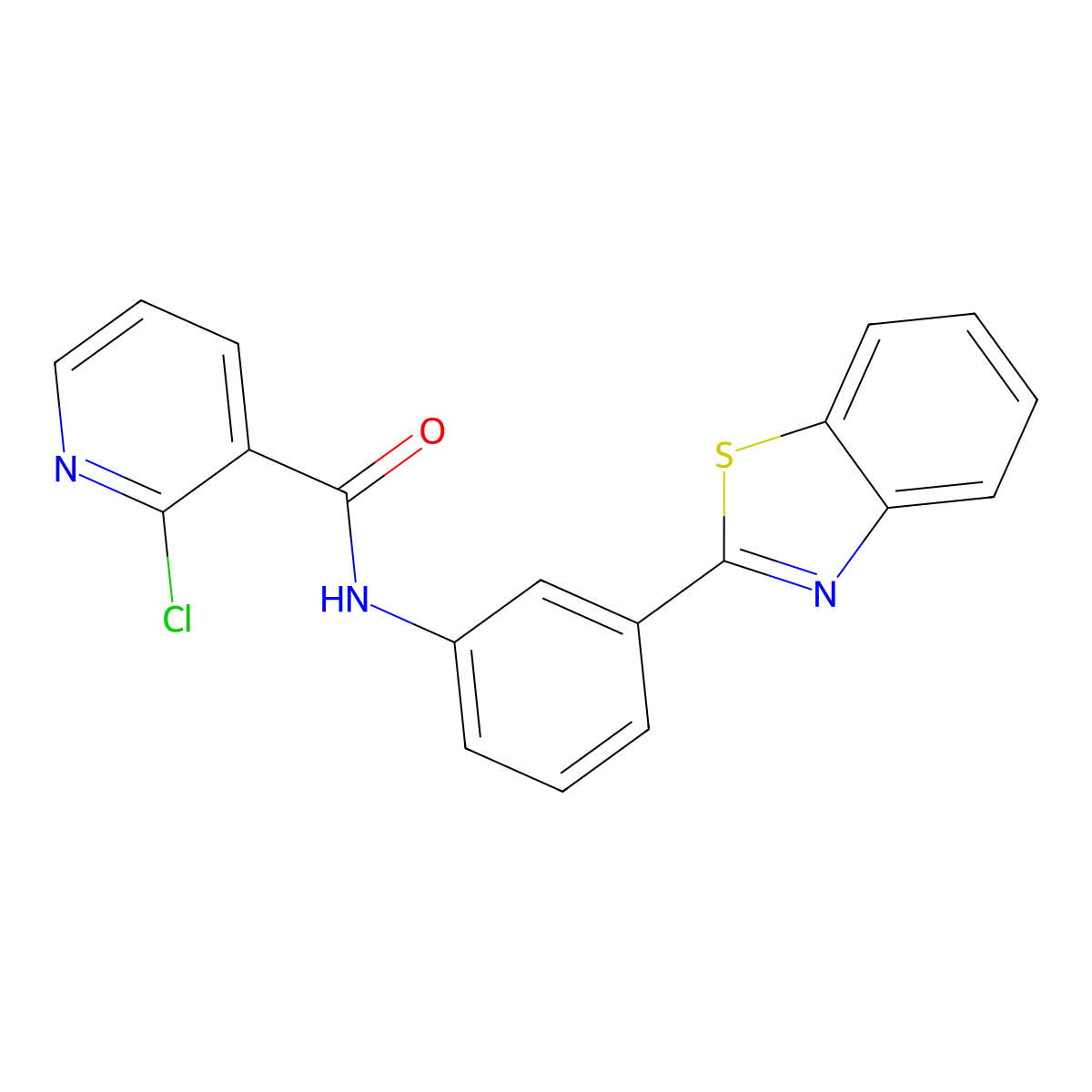 N-[3-(1,3-benzothiazol-2-yl)phenyl]-2-chloropyridine-3-carboxamide molecular structure, CAS 586982-49-2