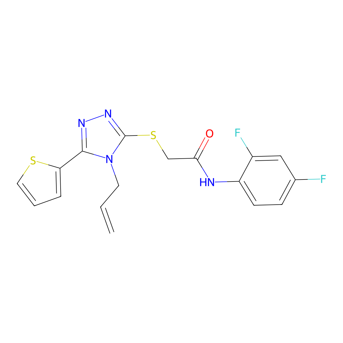 2-((4-Allyl-5-(2-thienyl)-4H-1,2,4-triazol-3-YL)sulfanyl)-N-(2,4-difluorophenyl)acetamide molecular structure, CAS 586982-59-4