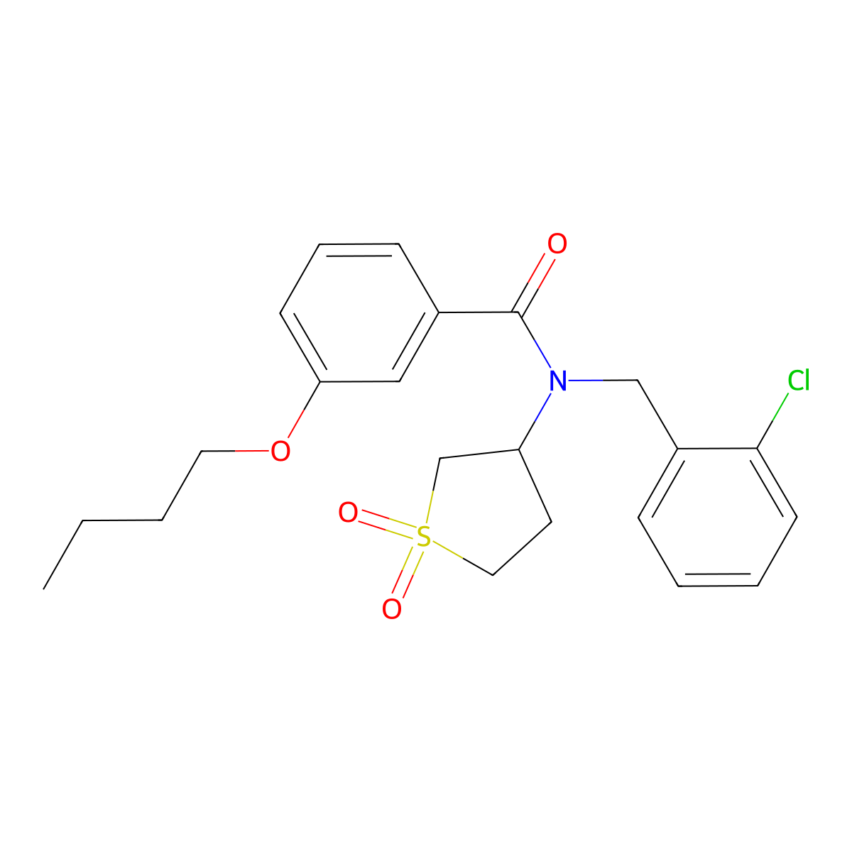 3-butoxy-N-(2-chlorobenzyl)-N-(1,1-dioxidotetrahydrothiophen-3-yl)benzamide molecular structure, CAS 586983-73-5